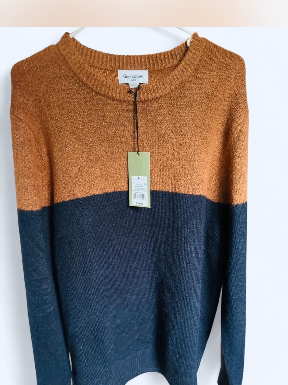 Goodfellow & Co Rust and Navy Colorblock Crewneck Sweater